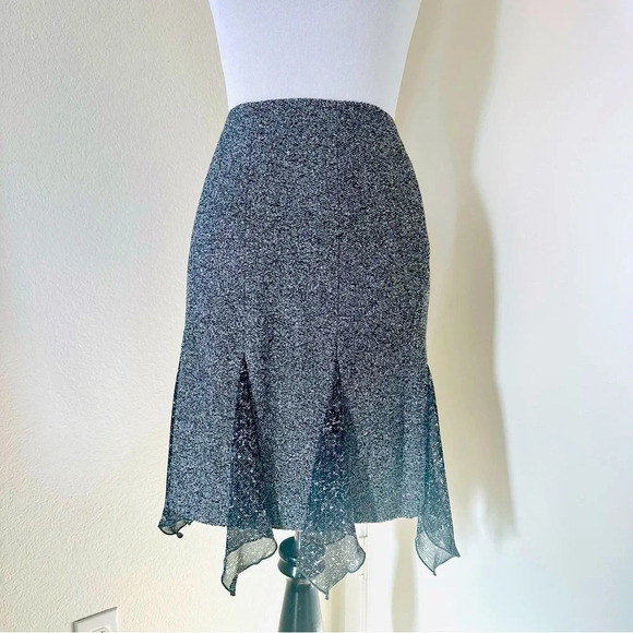 Escada Dresses & Skirts - Escada Women's Silk Cashmere Black Grey Tweed Handkerchief Skirt 34/4